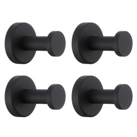 APLusee Matte Black Bath Robe Towel Hook 4 Pack, Stainless Steel Bathroom Coat Hook, Wall Mount
