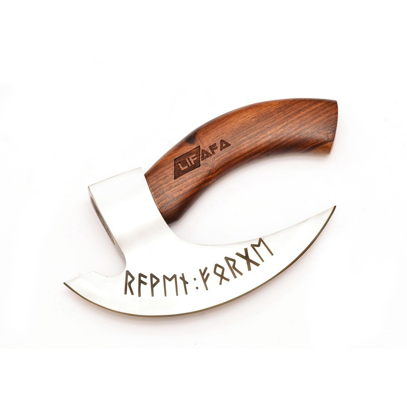 LIFAFA Handmade Viking Pizza Cutter Beautiful Axe with Unique Leather