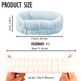 Sugeru Flannel Elastic Hair Band, Spa Headband Women, Soft Hair Band, Cosmetics, Non-Slip Wide Brim Headband, Women, for Shower, Skin Care, Make-Up, Facial Cleansing, Girls, Yoga (Blue, Standard)