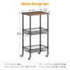 3-Tier Rolling Kitchen Storage Cart with Adjustable Wire Baskets Mobile