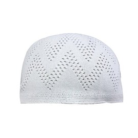 Craftsman White Eid Koofi Kufi Cap Mens Muslim Designer Stretchable Prayer Topi. Ramadan (White)