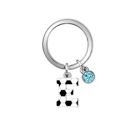 Casxyue Football Keychain Letter Keychain For Women Girls Man Boys Football Gifts Football Lovers Key Ring Football Players Gifts Initial Alphabet Keyring Graduation Christmas Birthday Gift (E)