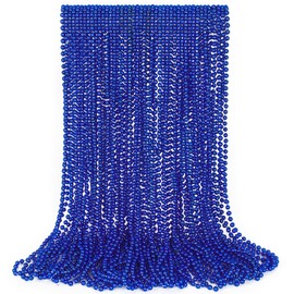 EOBOH 30PCS Blue Beads Necklace, Mardi Gras Beads Necklaces Stuff, 33" Festival 4th of July Blue Accessories, Fourth of July Accessories Wedding Birthday Party Parade Throw Supplies Decorations