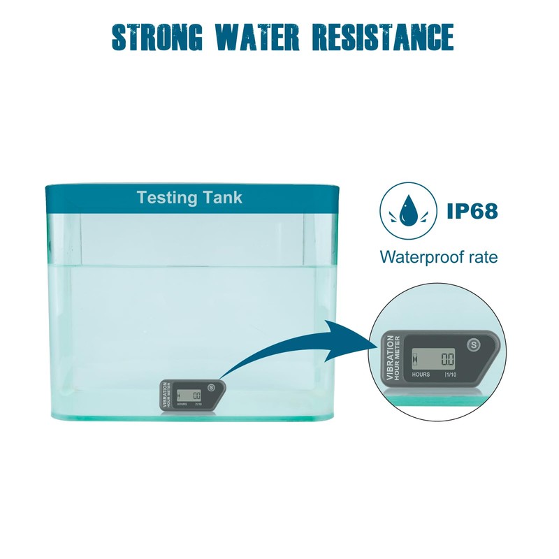 Runleader LCD Vibration Hour Meter for Maintenance,No-Cable & Screen Locking