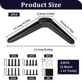 Universal TV Stand Compatible with 32/40/49/50/55 Inch TVs, TV Base Feet with Non-Slip Pads and Screw Set, Mounting Hole Distance 17 mm to 20 mm, High-Quality ABS Material, Black