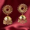 Moonstruck Traditional Indian Dome Shaped Lightweight Golden Jhumka/Jhumki Earrings With