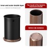 LEASYLIFE 8L/2.1GAL Modern Metal Waste Bin with Realistic Wood Texture,Built-in