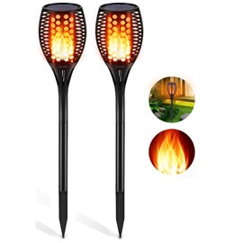 Aityvert Solar Lights Outdoor, Waterproof Flickering Flame Solar Torch Lights Dancing Flame Lights Landscape Decoration Lighting Dusk to Dawn Auto On/Off Security Path Lights for Patio Deck 2 Packs