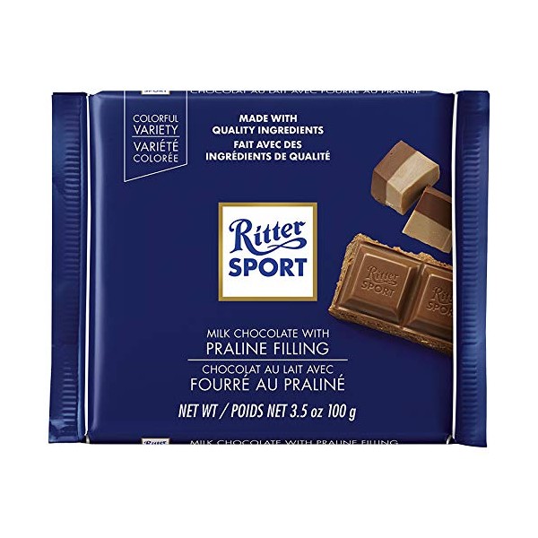 Ritter Sport Milk Chocolate with Nougat (Nugat) Praline 100g/3.52oz (Pack of 2)
