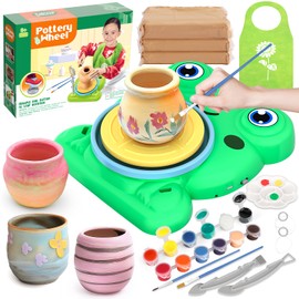 Pottery Wheel for Kids - Complete Pottery Painting Kit Arts and Crafts for Kids Ages 8-12 with 3 Pack Air Dry Clay Art Supplies Toys for Girls Boy Birthday Gift for 6 7 8 9 10 11 12+