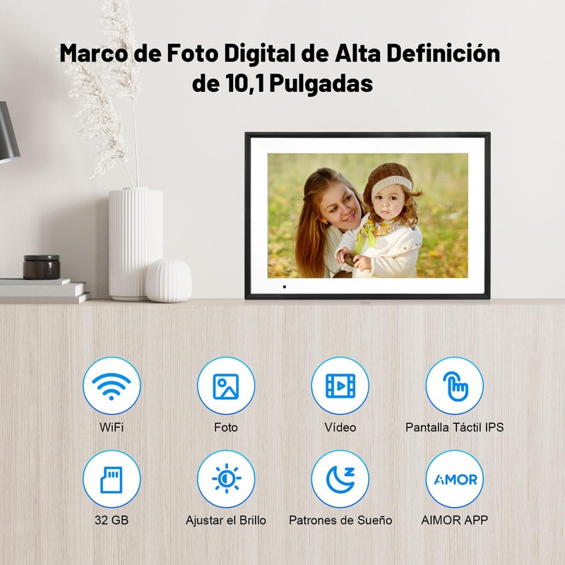 AEEZO Digital Picture Frame WLAN 10.1 Inches, 1280 x 800
