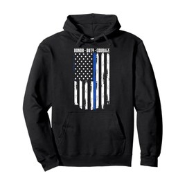 Honor Duty Courage | Thin Blue Line Pullover Hoodie