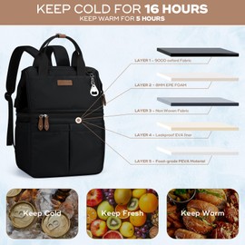 Maelstrom Cooler Backpack, 36 Cans Insulated Backpack Cooler, Soft Leakproof Double Deck Cooler Bag, Lightweight Lunch Backpack for Men & Women,Perfect for Beach Travel, Camping & Work (1.Black)