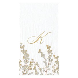 Caspari Berry Branches Single Initial Paper Guest Towel Napkins Letter K - 15 Per Package