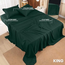 Utopia Bedding King Bed Sheets Set - 4 Piece Bedding - Brushed Microfiber - Shrinkage and Fade Resistant - Easy Care (King, Emerald)