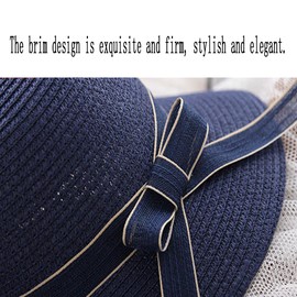 Little Girl Kids Foldable UV Protection Bowknot Wide Brim Floppy Beach Sun Visor Hats Breathable Summer Straw Hat (US, Alpha, One Size, Khaki)