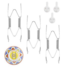 3 Pack Plate Hangers for Wall, Suitable for 4-5 inch Art Plate, Stainless Steel Invisible Heavy-Duty Wire Plate Holder with Wall Hooks, Display Hanger for Decorative Plates/Dishes/Platters(Silver)