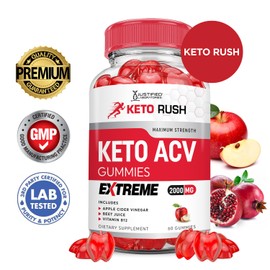 Keto Rush Keto ACV Gummies Extreme 2000MG Keto Rush Keto Gummies Apple Cider Vinegar Formulated with Pomegranate Beet Juice Powder B12 Vegan Non GMO 60 Gummys