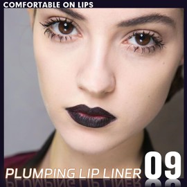 FeiCuiYun Plump Matte Crayon Lip Liner Pencil, Deep Black Lip Liners Lipstick, Long-Lasting Waterproof Creamy Formula, With Silicone Smudger for Define Contours & Sculpting Lip, 0.75g/0.026oz