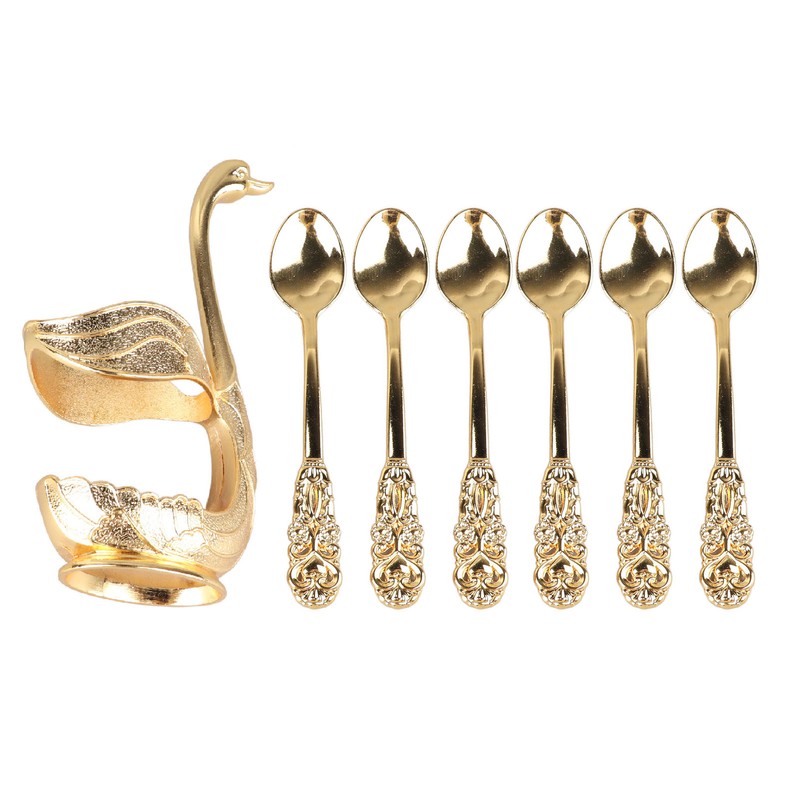 Coffee Spoon Holder Elegant Swan Shaped Alloy Mirror Polish Rich