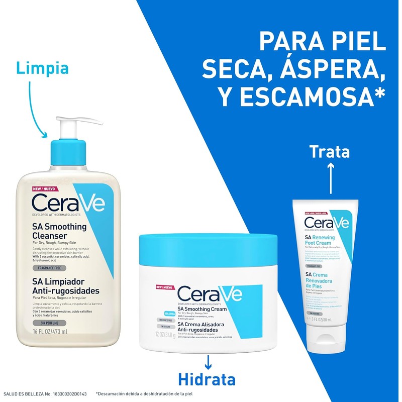 CeraVe Crema Alisadora Anti-Rugosidades con Fórmula Exfoliante para Piel Seca,