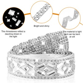 4 Yardas Cintas Autoadhesivas de Diamantes de Imitación 4 Estilos Cinta de Diamantes de Cristal Rollo de Cinturón Diamantes Brillante de Resina Brillante para el Hogar Bricolaje (Elegante)