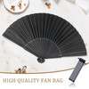 JOOTUEPO Black Folding Hand Fan, 2 Pack Black Silk Fabric
