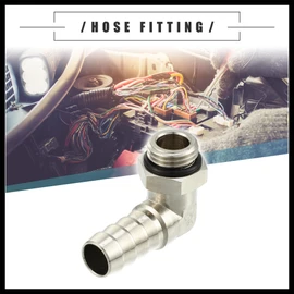Hihaha Universal Car 90 Degree Brass Fitting Hose Adapter, Hose Fitting, 10mm 3/8" Barb to Male G1/4" BSP BSPT, Durable, Brass, Silver Tone Durable Material