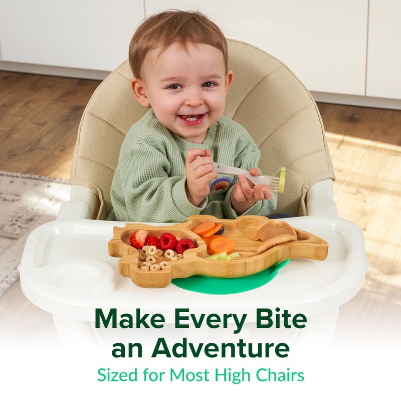 Bamboo Divided Suction Plate Baby - Strong Suction Toddler Plates