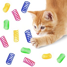 SunGrow Cat Coil Springs, Feline Entertainment for Indoor Kitten, Plastic and Woven Colorful Wire Tube, Pet Interactive Spiral, Activity Tool, Cat’s Supplies & Accessories, 30 Pcs per Pack 