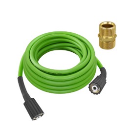 Universal Pressure Washer Hose for Greenworks Power Washer 3300 PSI ，Replacement 5200402 for Greenworks Ryobi Electric Power Wash Hose with M22/14 Fittings (25 FT Green)