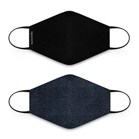 Suavinex 401323 Reusable Children's Hygiene Masks Certified and Approved 6-10 Years 3 Layers 25 Wash Cycles Made in Spanish Denim and Black Unisex Pack of 2