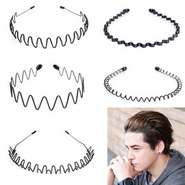 5 PCS Diadema Hombre Diadema Ondulada de Primavera Aro para el Cabello Diadema Geométrica Wash Face para Hombres y Mujeres Diademas de Metal para Hombres y Mujeres Diademas de Metal Onduladas con Resorte para El pelo Unisex para Hombres y Mujeres Accesor