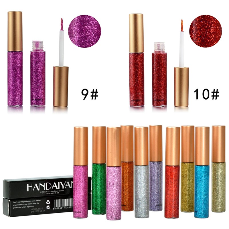 Coloured Glitter Eyeliner Liquid，Purple Glitter Liquid Eye Liner, Waterproof Eyeliner