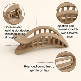 6PCS Flat Hair Claw Clips for Women, Strong Grip Large Claw Clips for Thick Long Hair, Nonslip Neutral Hair Accessories for Daily Office Work Styling