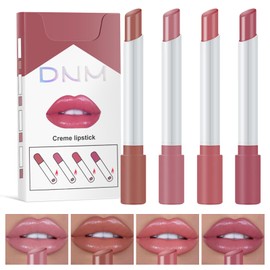 Bettinay 4PCS Plumping Lipstick Set, Waterproof Nude Lipstick Sets, Long Lasting Lipgloss Set for Women