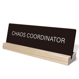 Motivational Home Office Desk Black Decor Sign, Coworker Gifts for Women Men Positive Quotes Empath Gifts, Wooden Stand Sign-Chaos Coordinator, Funny Work Humor Office Supplies-i004