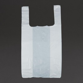 White Plastic Vest Carrier Bags Large Heavy Duty Vest Carrier Bags Eco Friendly Recycled Strong White Plastic Bags Gift Bags Lunch Bags Shopping Bags Takeaway Bags 11x17x21" HTUK (Pack Of 2000)