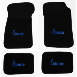 AFM NEW! 1967 - 1969 Camaro Floor Mats Black Carpet Embroidered Script Logo Blue All