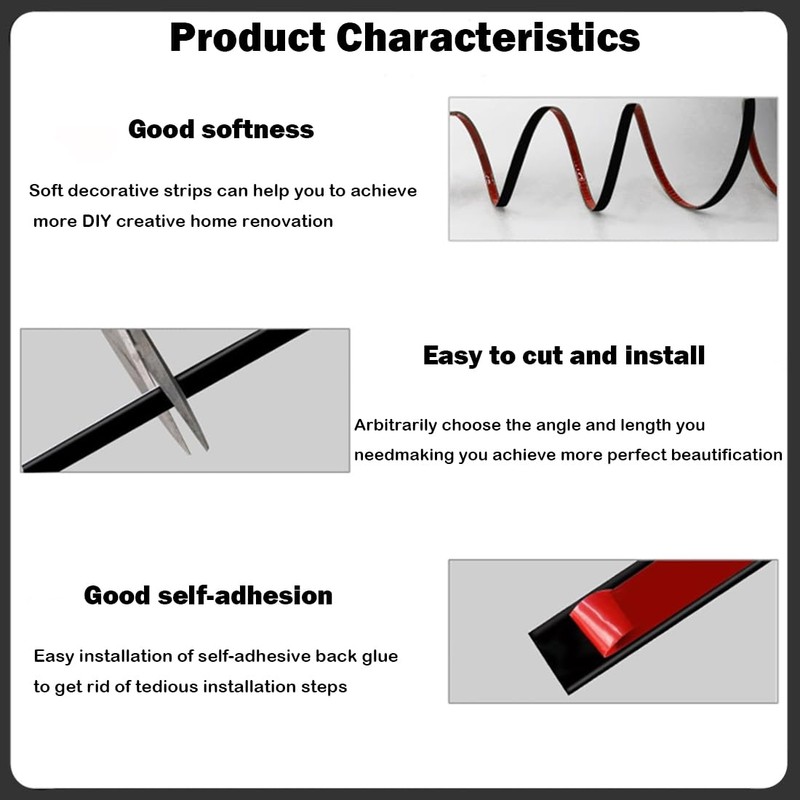 16.4 Ft Peel and Stick Trim,Flexible Peel and Stick Trim
