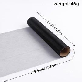 Polyester Tulle Roll, 28cmx457cm Floral Wrapping Mesh Fabric, Decorative Netting Fabric for Crafts Gift Wrapping Party, Black