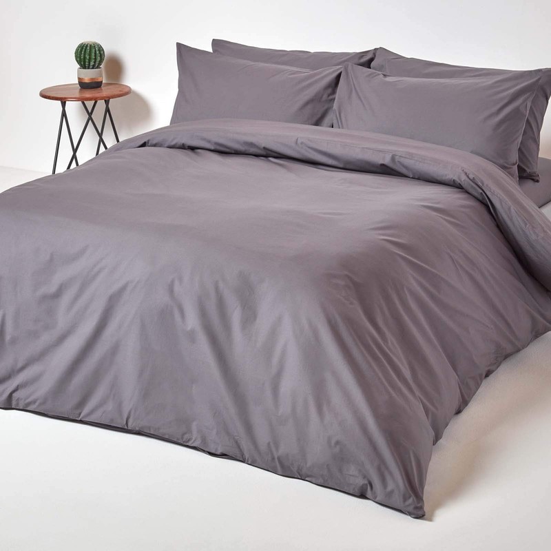HOMESCAPES Dark Grey Deep Fitted Sheet (12”) King 200 TC