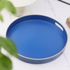 Omuriko Royal Blue Round Decorative Tray with Handles, 13" Versatile
