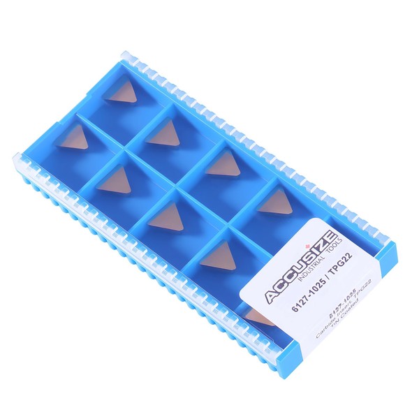 Accusize Industrial Tools TPG222 Wiper Carbide Inserts, TiN Coated, T-Shape,