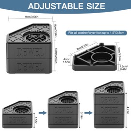 SEISSO 4 Pack Anti Vibration Pads for Washing, Pedestal for Washer and Dryer with 1100 lbs Weight Capacity, Washing Machine Foot Pads for Anti Slip Protect Laundry Room Floor(Black)