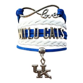 University of Kentucky Wildcats Infinity Silver Toned Sports Bracelet with UK Charm