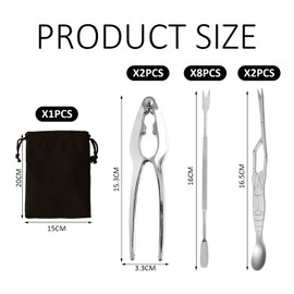 HDGSAFD 12-Piece Crab Eating Set, 1 Storage Bag, Stainless Steel Crab Scissors, Seafood Eating Tools, Crab Meat Scissors
