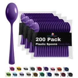 Purple Plastic Spoons 200 Pcs Purple Spoons Disposable Utensils Heavy Duty Plastic Cutlery Set Disposable Cutlery Sets Flatware Sets Silverware Set Party Supplies & Party Tableware Party Solids