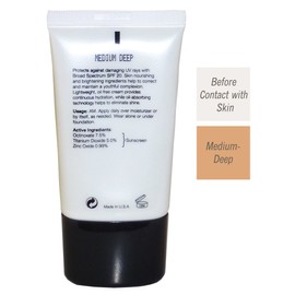 Florencia Brightening CC Cream with SPF 20 - Self-Adjusting, Oil-Free Lightweight Face Sunscreen - Medium Deep Tone - Diminishes Imperfections for a Natural Look, 1.1 oz