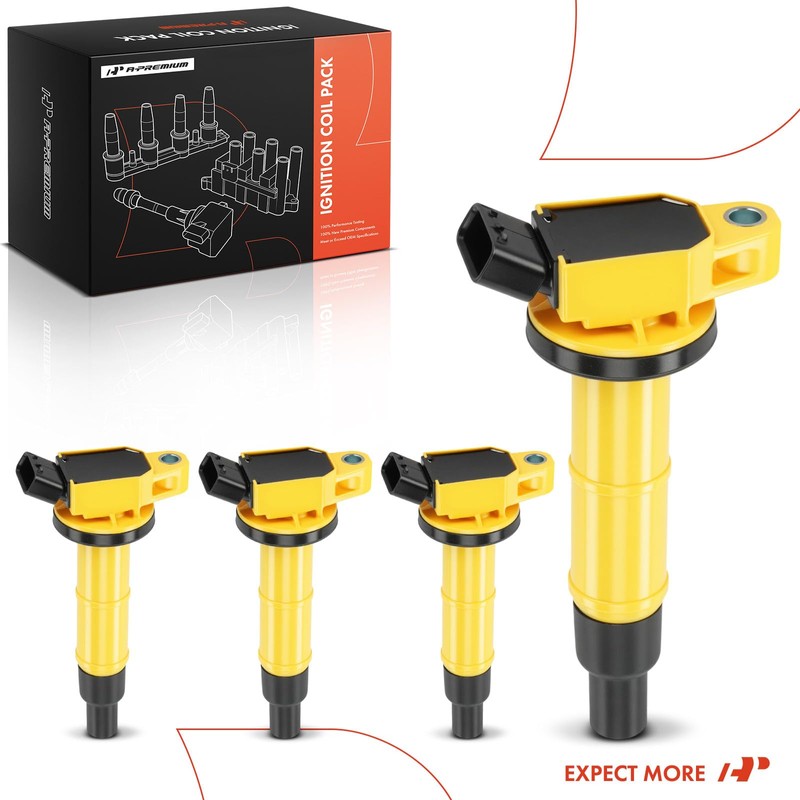 A-Premium Yellow Engine Ignition Coil Pack Compatible with Toyota Camry